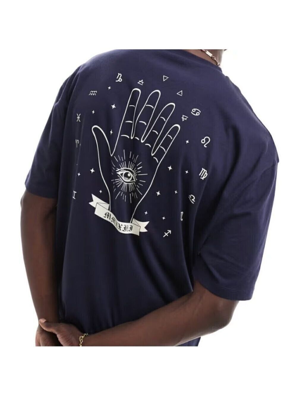 🐈Asos Oversized T-Shirt in Navy with Celestial Back Print XXL